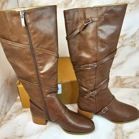 Journee Collection Shoes - Journee Collection Women's Elettra Regular Calf Boots, Brown, Size 7, NEW